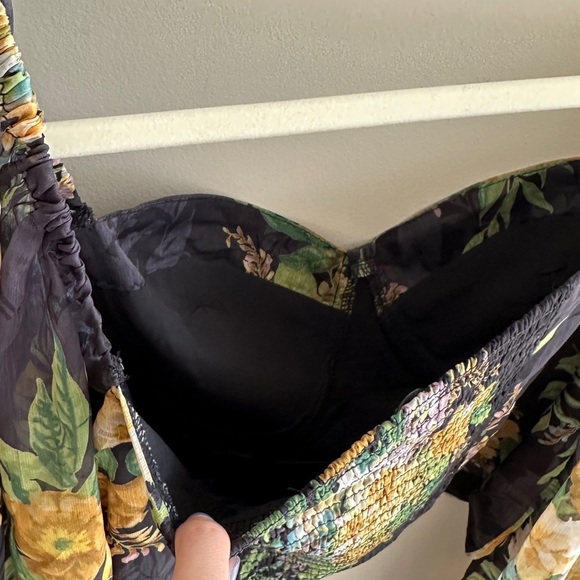 Lulu’s Floral Puff Sleeve Corset Crop Top, Smocked Sweetheart Blouse, Small - Picture 12 of 16